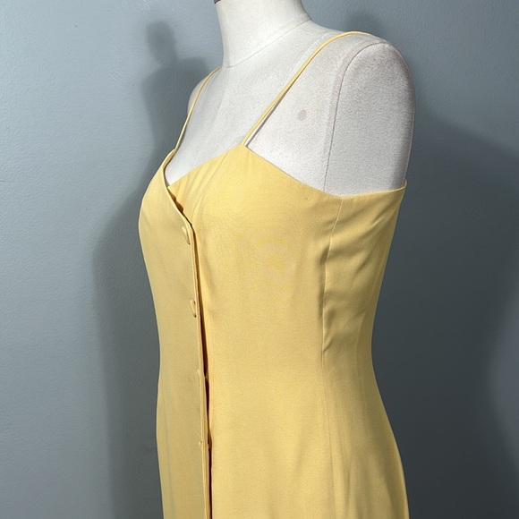 Vintage Spenser Jeremy Yellow Asymmetrical Button Front Midi Dress size 8 - Picture 5 of 11